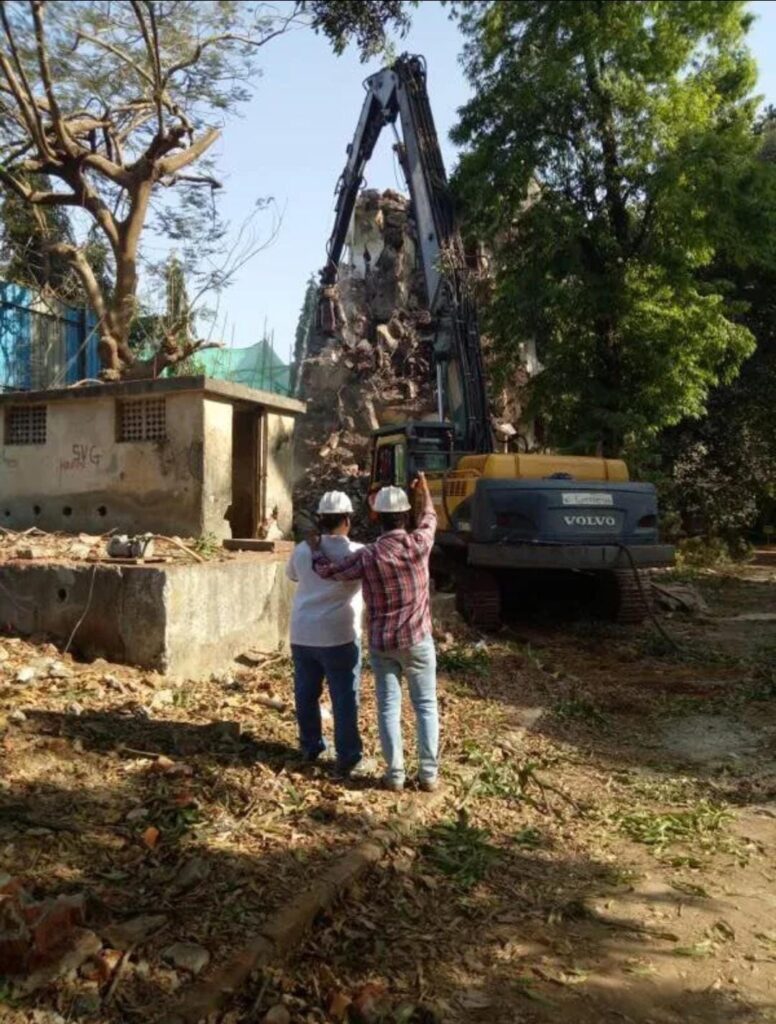 RCC building demolition at Tata Housing Development Company project in Lallubhai Park, Andheri, Mumbai by Star Construction