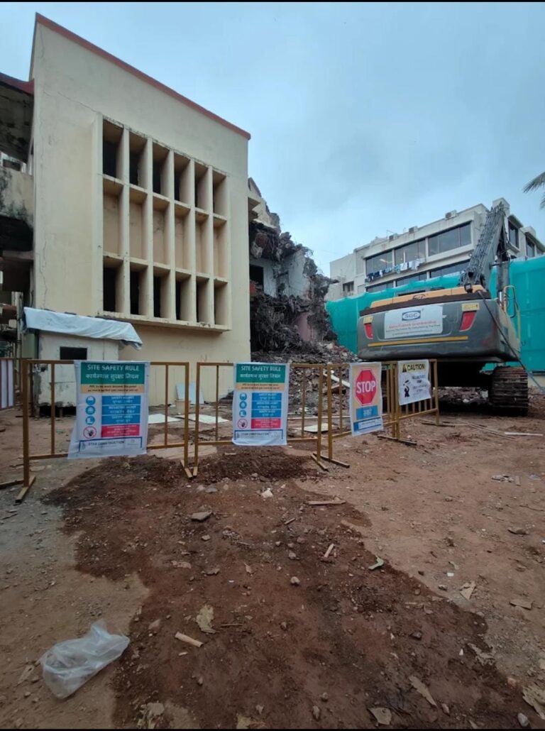 Building Demolition Project in Mumbai by Star Construction with Safety Barricading